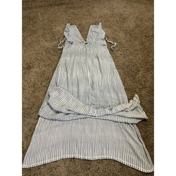 Womens Maxi Dress Ruffles Sleeveless Vneck Summer Spring Beach Coastal MEDIUM - Picture 7 of 12